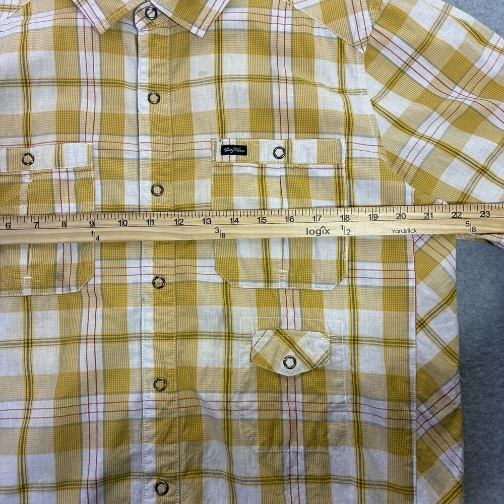 Lrg Clothing Equipment Mens Lrg Yellow Plaid Short Sleeve Button Up Shirt View 3